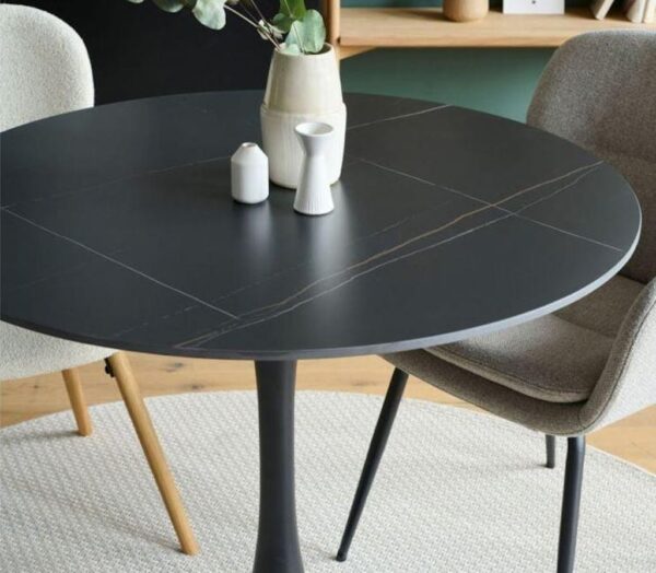 Table ronde Ø70 en quartz artificiel avec pied tulipe noire - Image 2