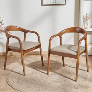 Chaise de salle à manger en bois frêne avec accoudoirs