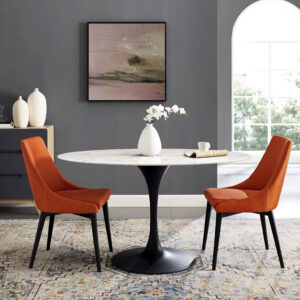 Table ronde Ø100 en quartz artificiel avec pied tulipe noire