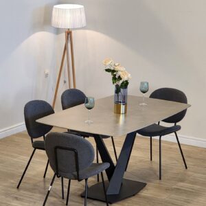 Table rectangulaire en quartz artificiel 160×90 avec pied en X