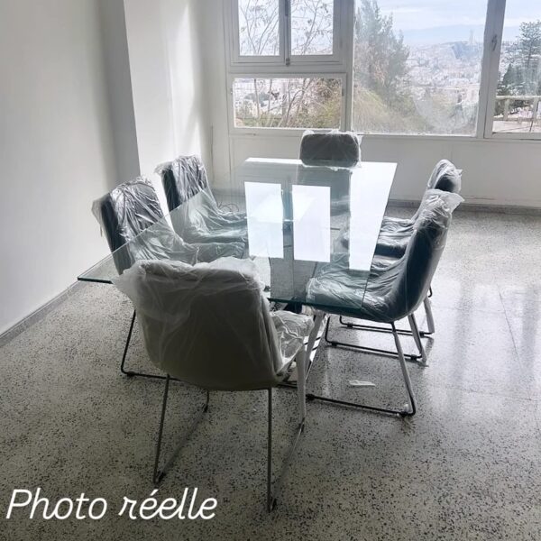 Table en verre avec pied chromé - Image 6