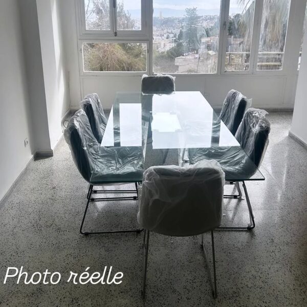 Table en verre avec pied chromé - Image 4