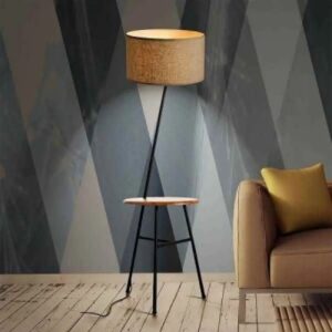 Lampadaire moderne avec table d’appoint en bois massif