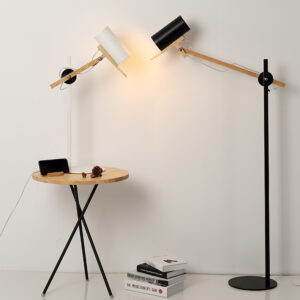 Lampadaire moderne articulé en bois et métal