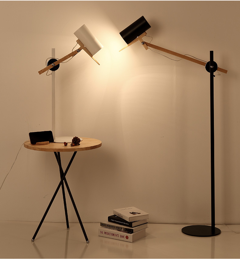 Lampadaire moderne articulé en bois et métal - Image 2