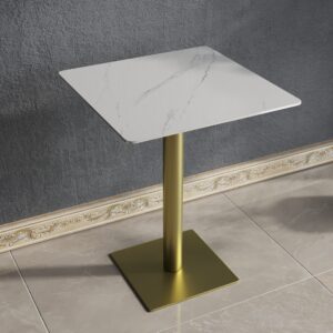 Table carrée 60×60 en quartz artificiel avec pied doré