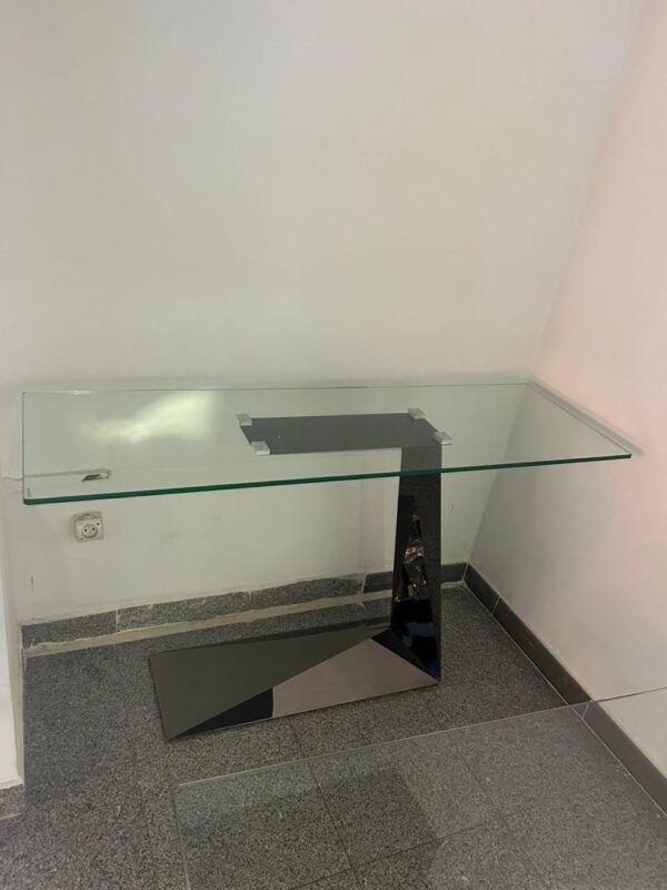 Table en verre avec pied chromé - Image 10