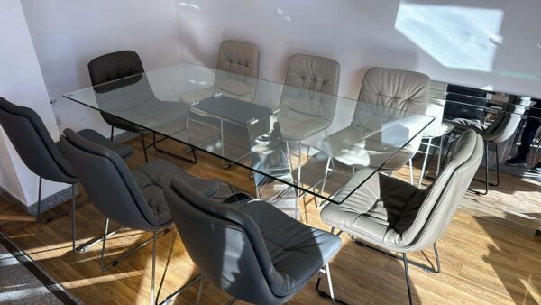 Table en verre avec pied chromé - Image 5