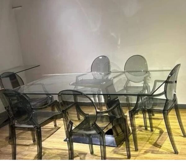 Table en verre avec pied chromé - Image 2