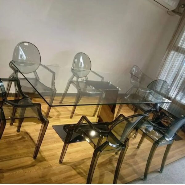 Table en verre avec pied chromé - Image 3