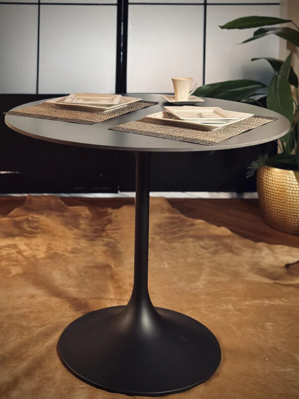 Table ronde Ø70 en quartz artificiel avec pied tulipe noire - Image 5