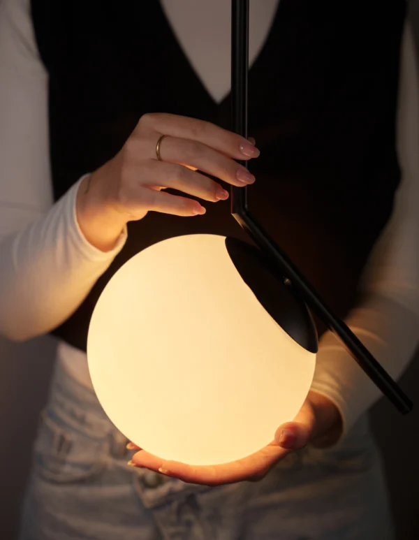 Suspension boule moderne noire – Ø200 mm - Image 3