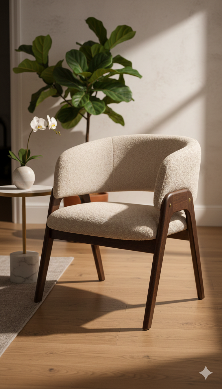 Chaise Design Scandinave en Tissu et Bois - Image 9