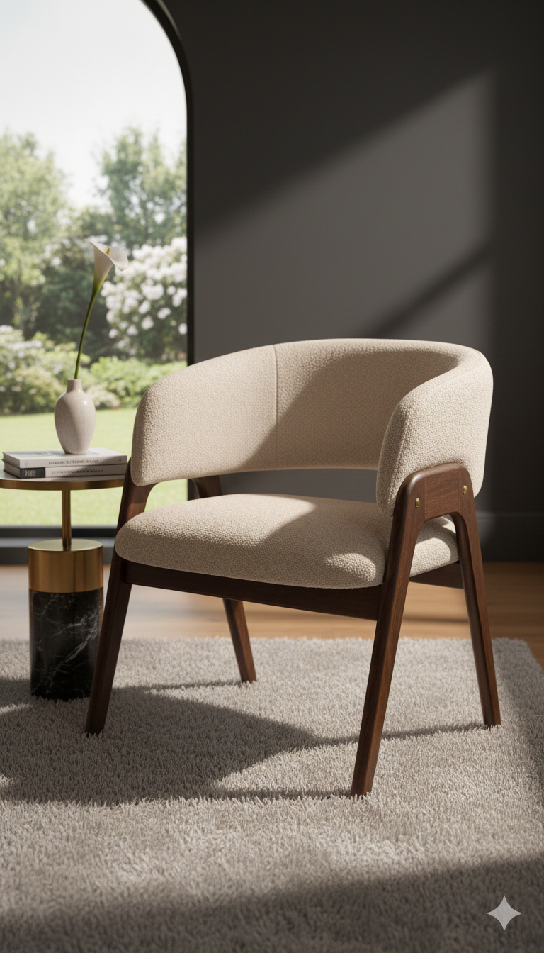 Chaise Design Scandinave en Tissu et Bois - Image 6