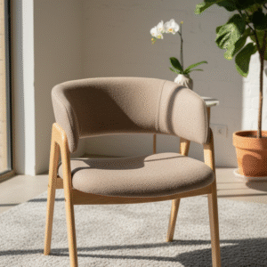 Chaise Design Scandinave en Tissu et Bois