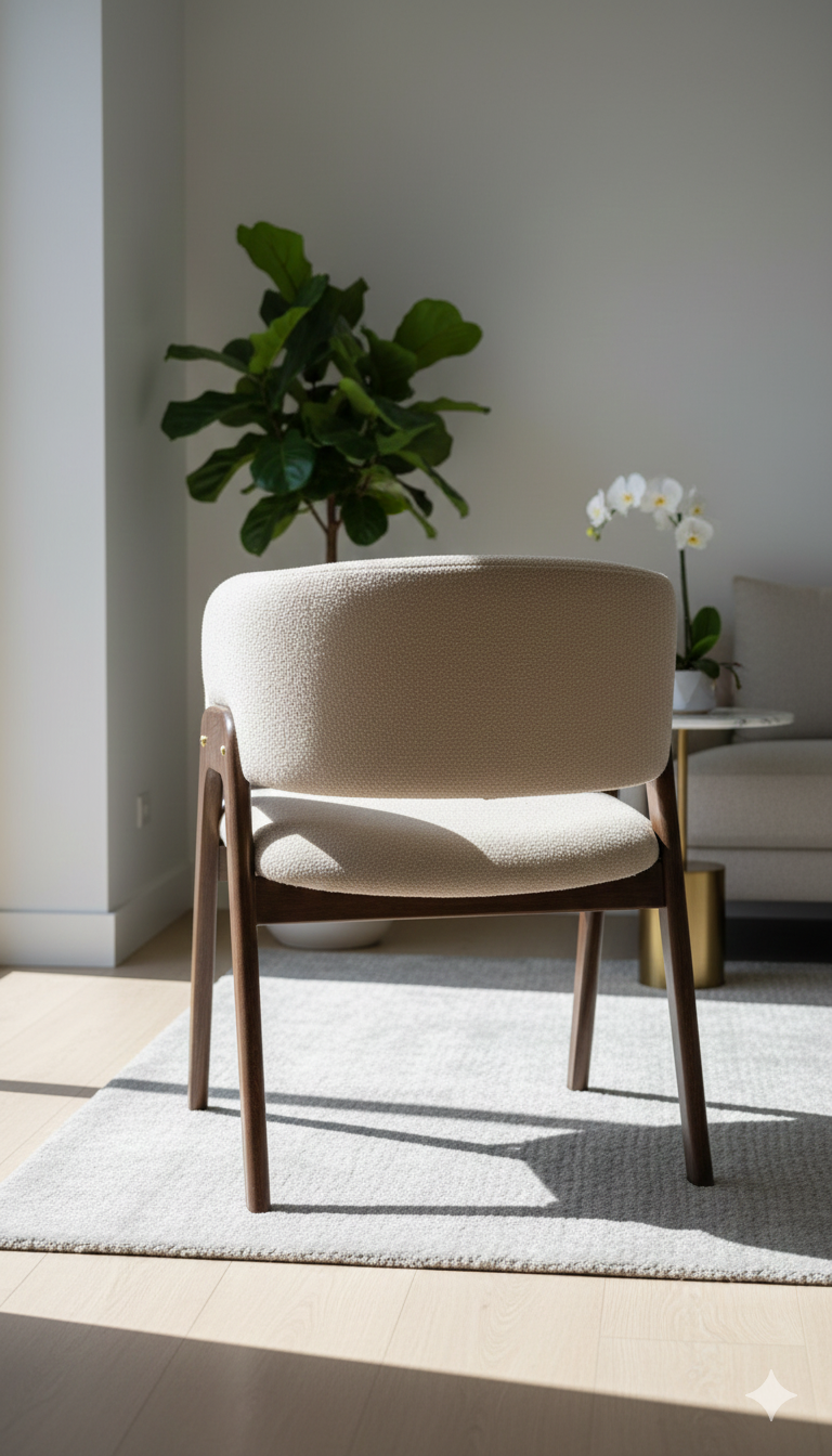 Chaise Design Scandinave en Tissu et Bois - Image 3