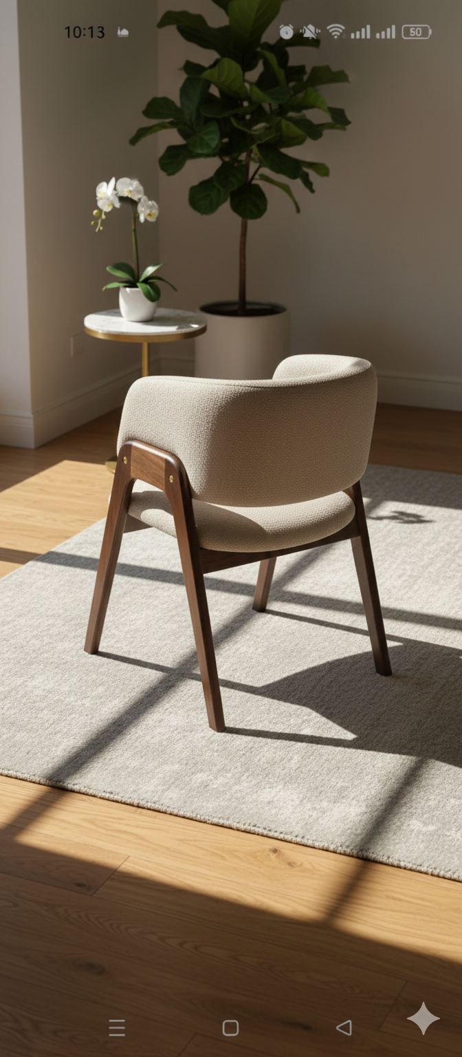 Chaise Design Scandinave en Tissu et Bois - Image 2