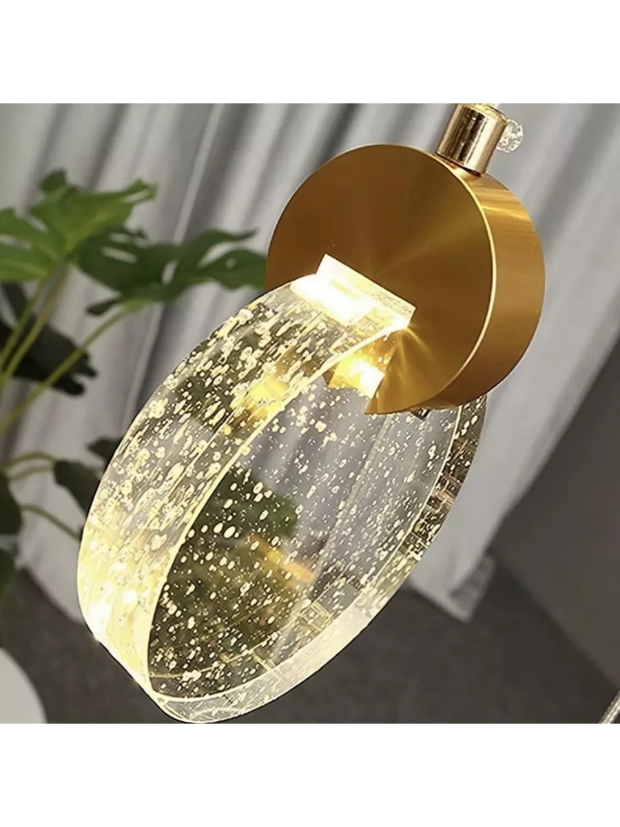 Suspension LED Design "Galaxy" – Disque Acrylique Effet Bulles & Or - Image 6