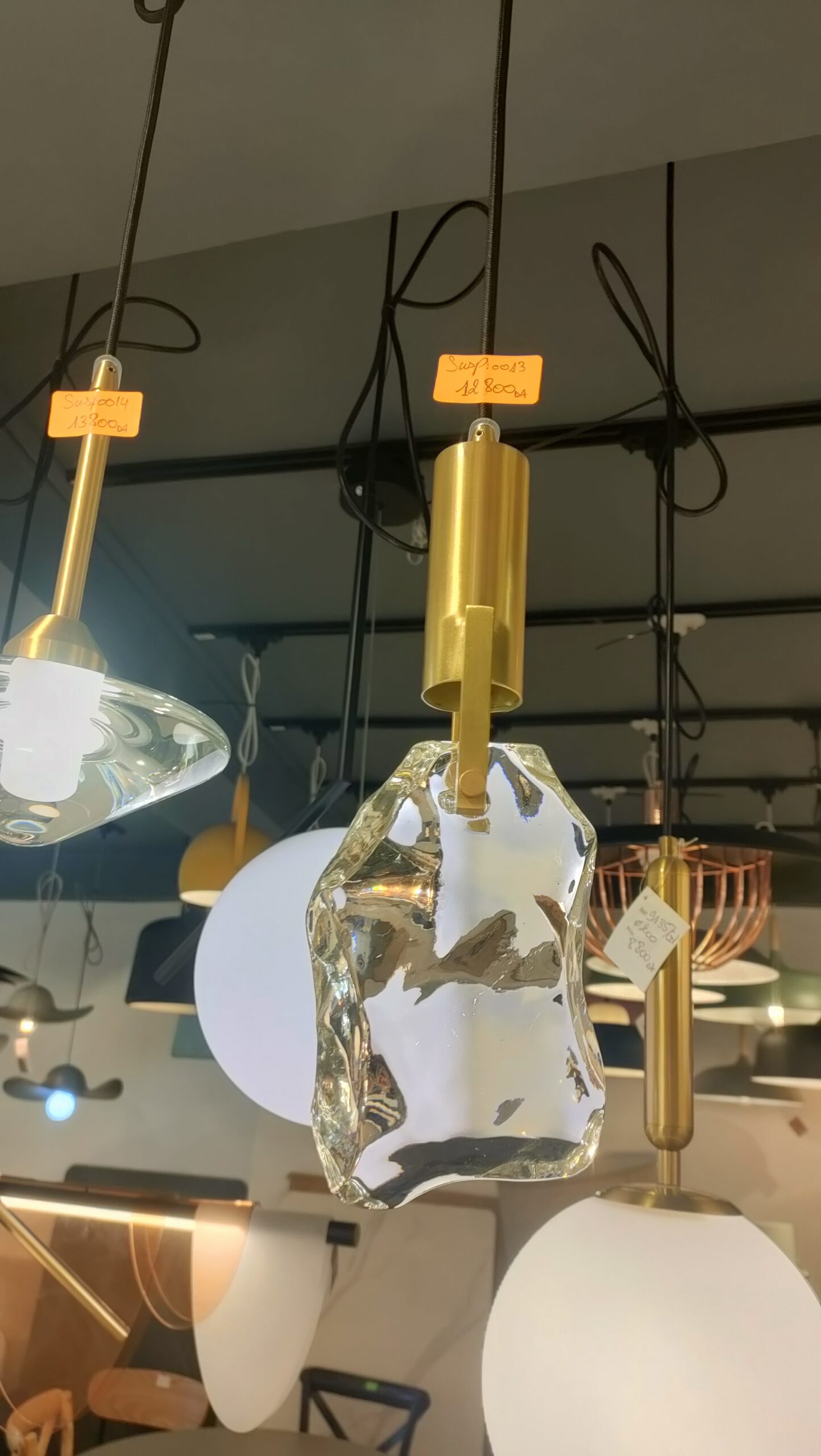 Suspension Cristal Brut & Laiton Doré - Image 4