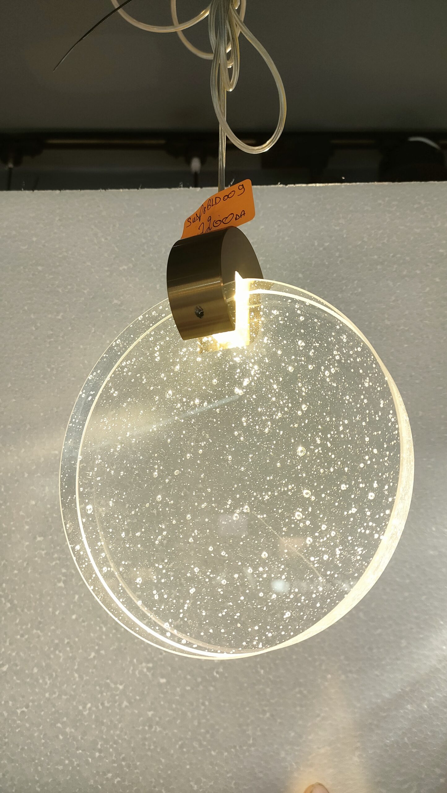 Suspension LED Design "Galaxy" – Disque Acrylique Effet Bulles & Or - Image 7