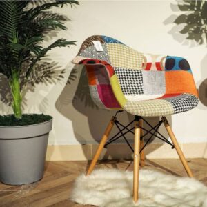 Chaise DAW Design Scandinave Patchwork Multicolore – Style Eames DAW