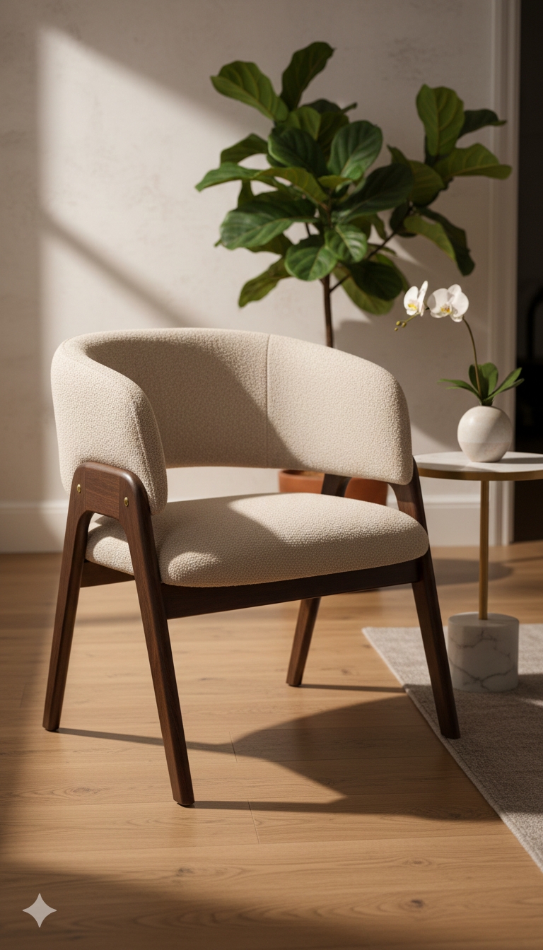 Chaise Design Scandinave en Tissu et Bois - Image 8