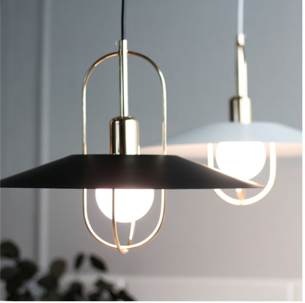 Suspension Design Moderne Or et Noir/Blanc