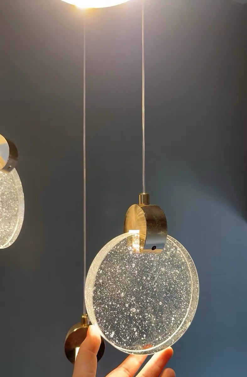Suspension LED Design "Galaxy" – Disque Acrylique Effet Bulles & Or - Image 3