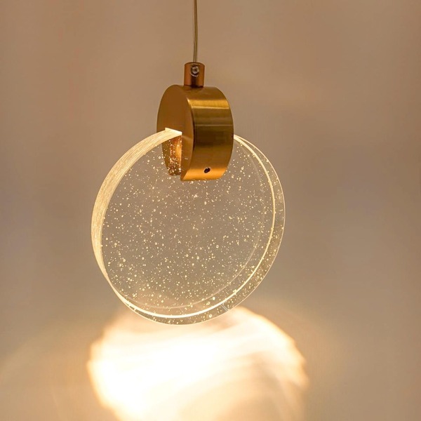 Suspension LED Design "Galaxy" – Disque Acrylique Effet Bulles & Or - Image 2