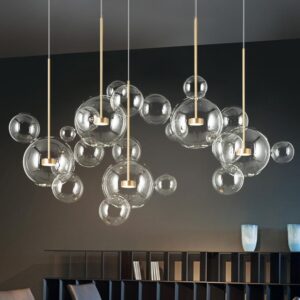 Luminaire Design Bubble en Verre et Laiton