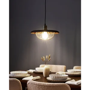 Suspension Industrielle Métal Noir et Cage Cuivrée