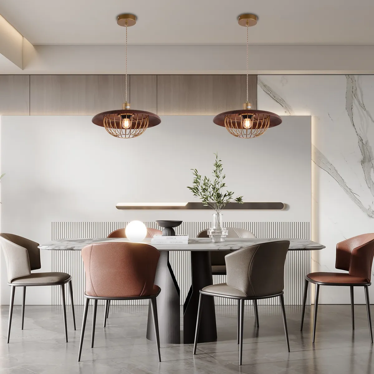 Suspension Industrielle Métal Noir et Cage Cuivrée - Image 3