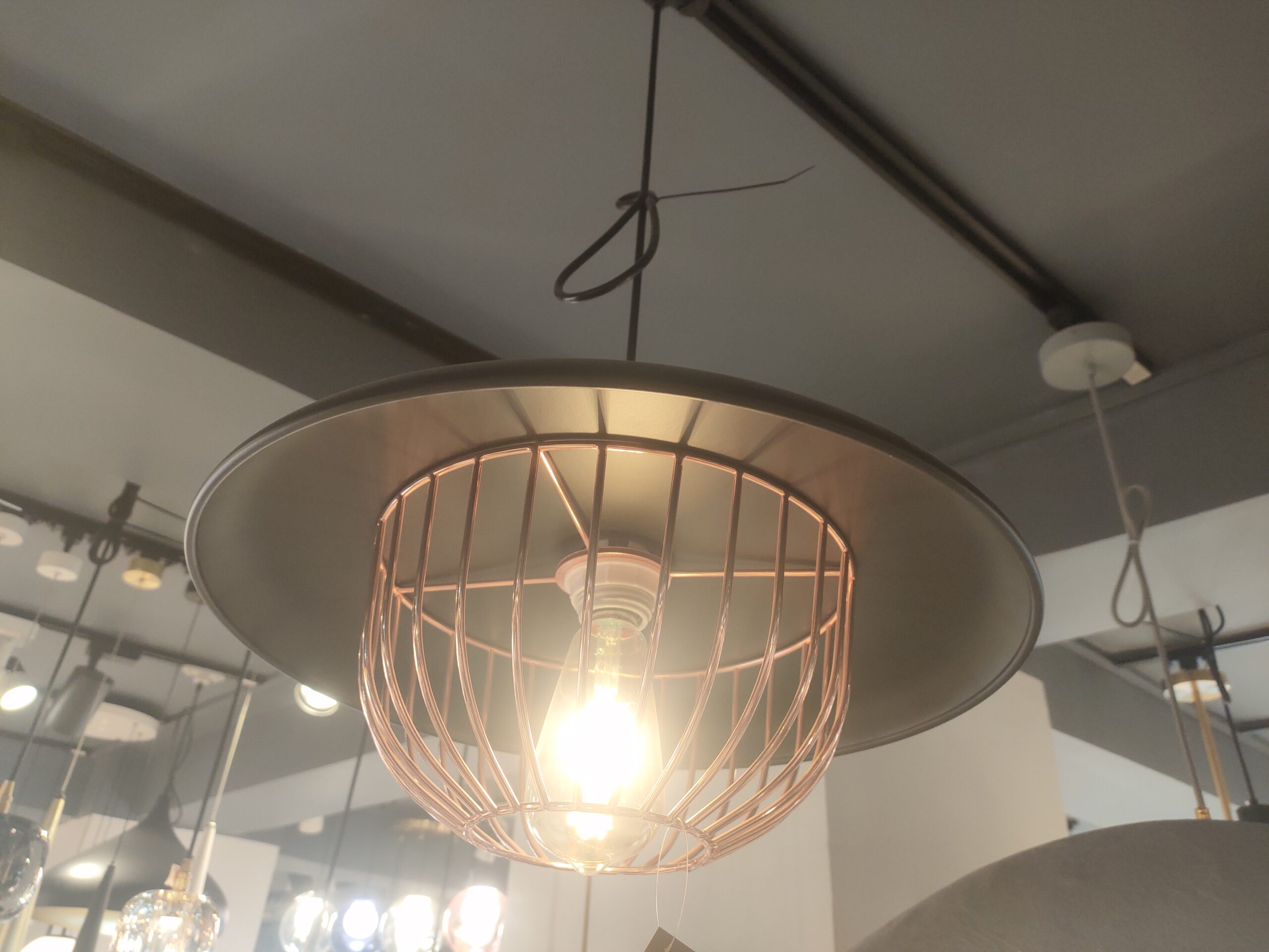 Suspension Industrielle Métal Noir et Cage Cuivrée - Image 7