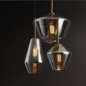 Suspension  "Amber Geometry" – Verre Soufflé Ambré