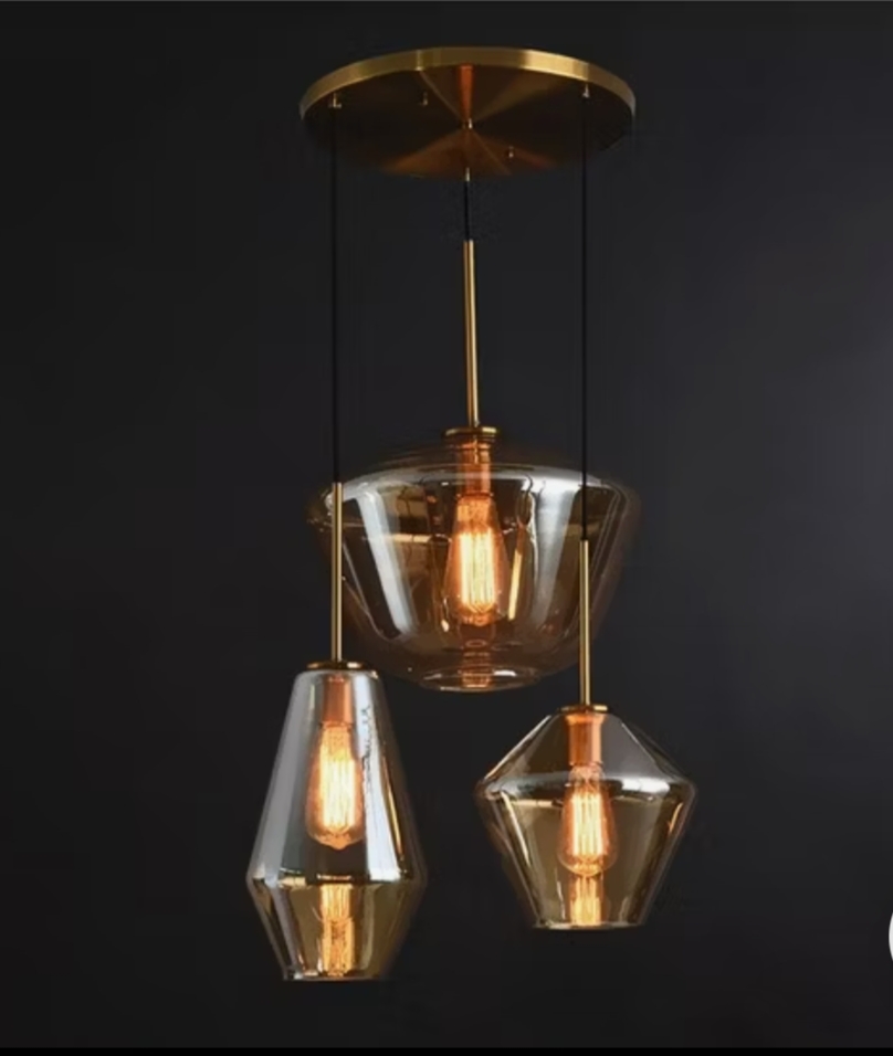 Suspension "Amber Geometry" – Verre Soufflé Ambré - Image 2