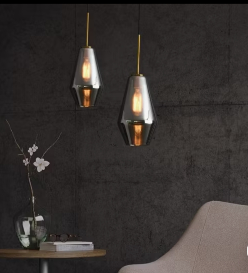 Suspension "Amber Geometry" – Verre Soufflé Ambré - Image 4