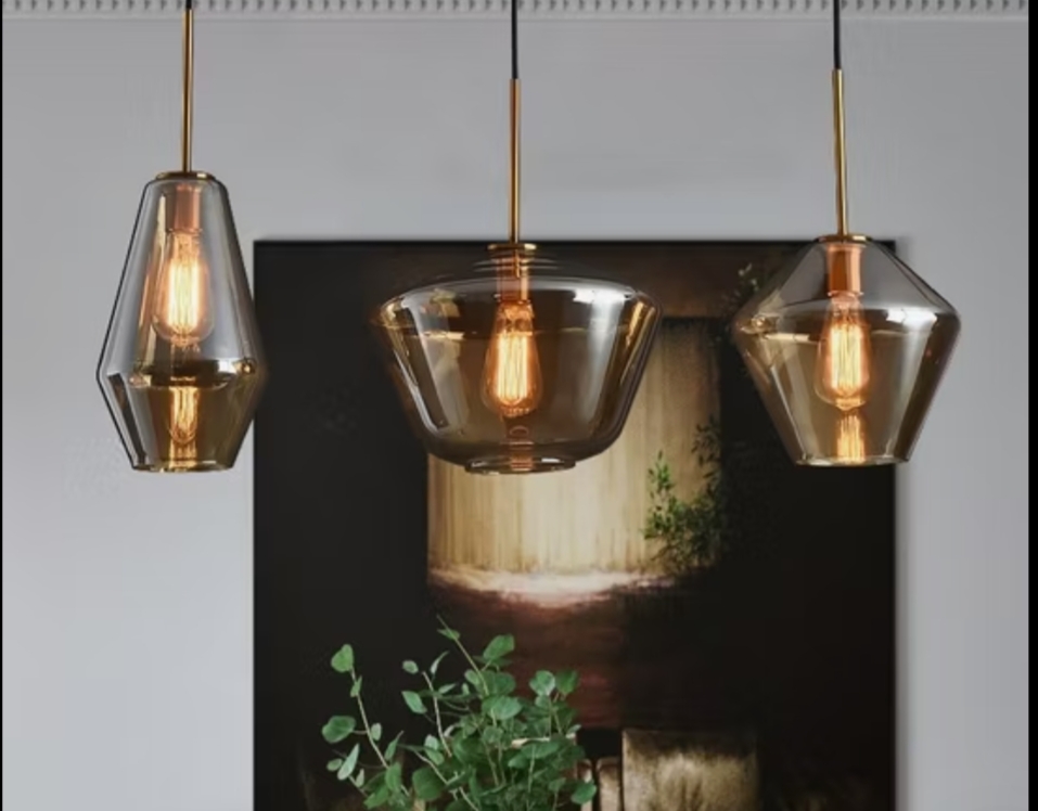 Suspension "Amber Geometry" – Verre Soufflé Ambré - Image 5