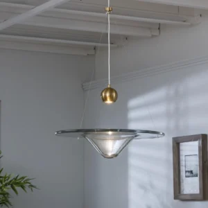 Suspension LED Design "Eclipse" – Disque en Verre Suspendu –
