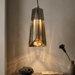 Suspension Design Moderne Prismatique en Verre Cannelé [Ambre]