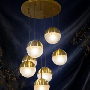 Suspension Design Moderne "Luna" [Noir / Doré] – Sphère Bicolore 150mm