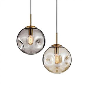 Suspension Design Moderne Globe en Verre [Ambre / Fumé Noir]