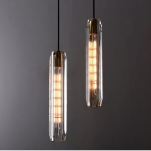 Suspension Design Moderne en Verre Cannelé [Transparent / Ambre]