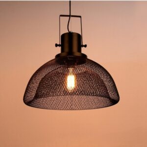 Suspension Industrielle en Grillage Métallique Noir