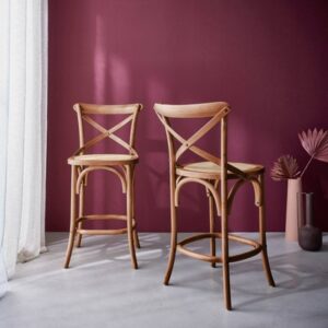 Tabouret de bar Crossback en Frêne Massif – L'Élégance Bistrot Réinventée